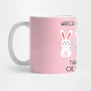 Funny Which Came First Easter Bunny Joke Mug